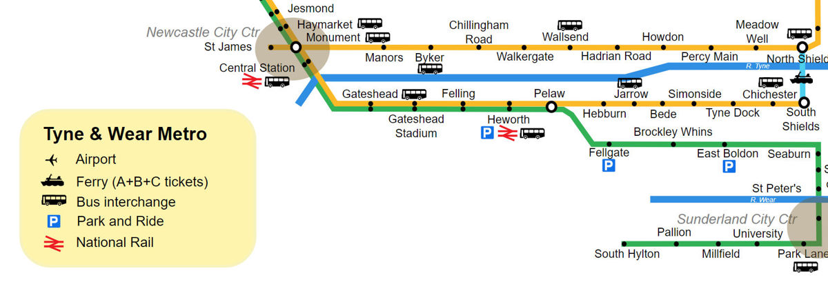 Tyne and Wear Metro map
