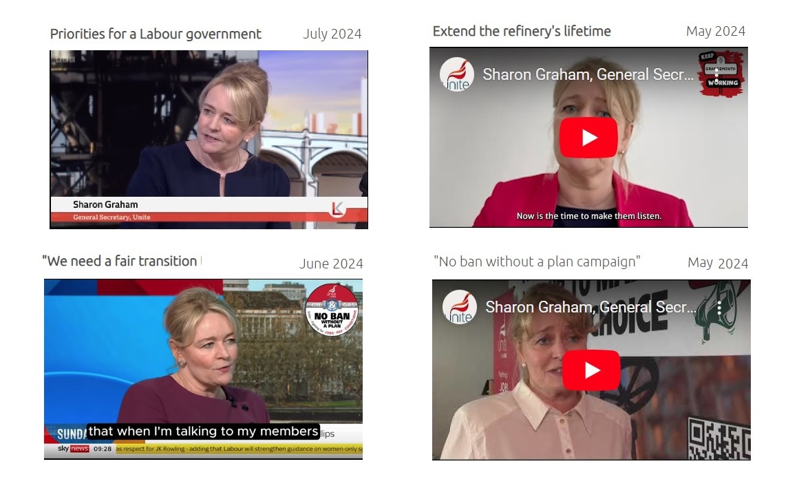 Sharon Graham video feed August 2024