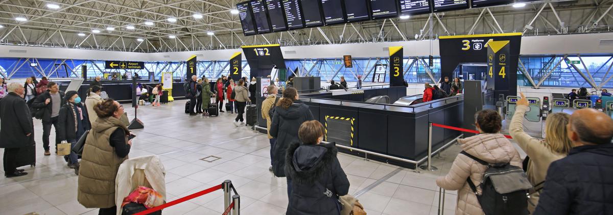 Passengers at Gatwick South Terminal